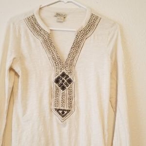 Lucky Brand Long-Sleeve Beaded Blouse S